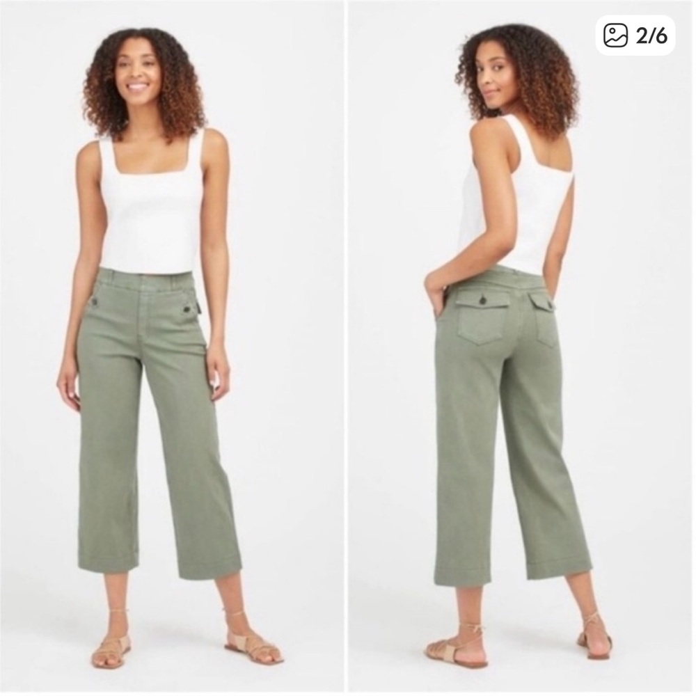 SPANX stretch twill cropped wide leg pants